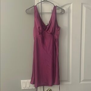 Princess Polly Pink and Purple Mini Dress Satin V-Neck